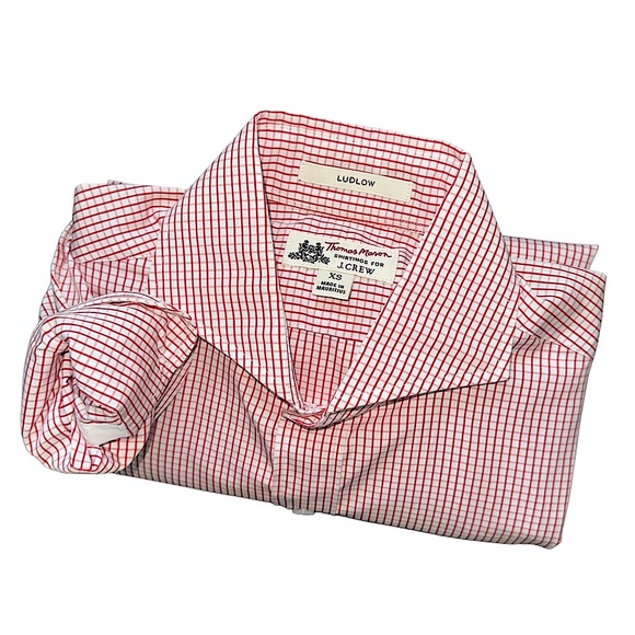 Thomas Mason For J. Crew Ludlow Slim Fit Small Check Plaid Dress Shirt - Picture 1 of 6